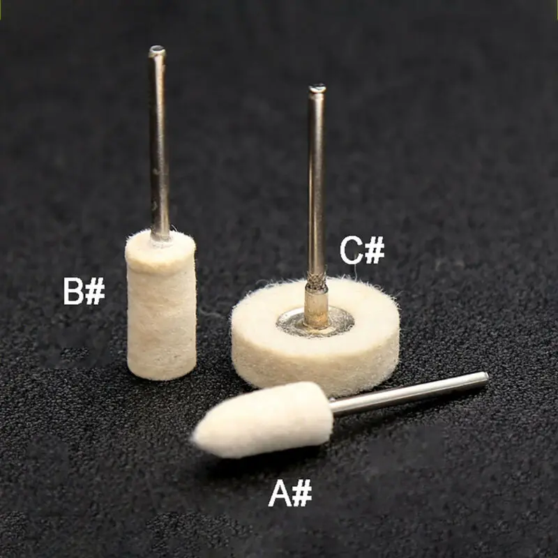2 pezzi accessori per utensili per lucidatura abrasiva manico da 2.35mm mola per lucidatura tampone in feltro di lana + mandrini rotanti