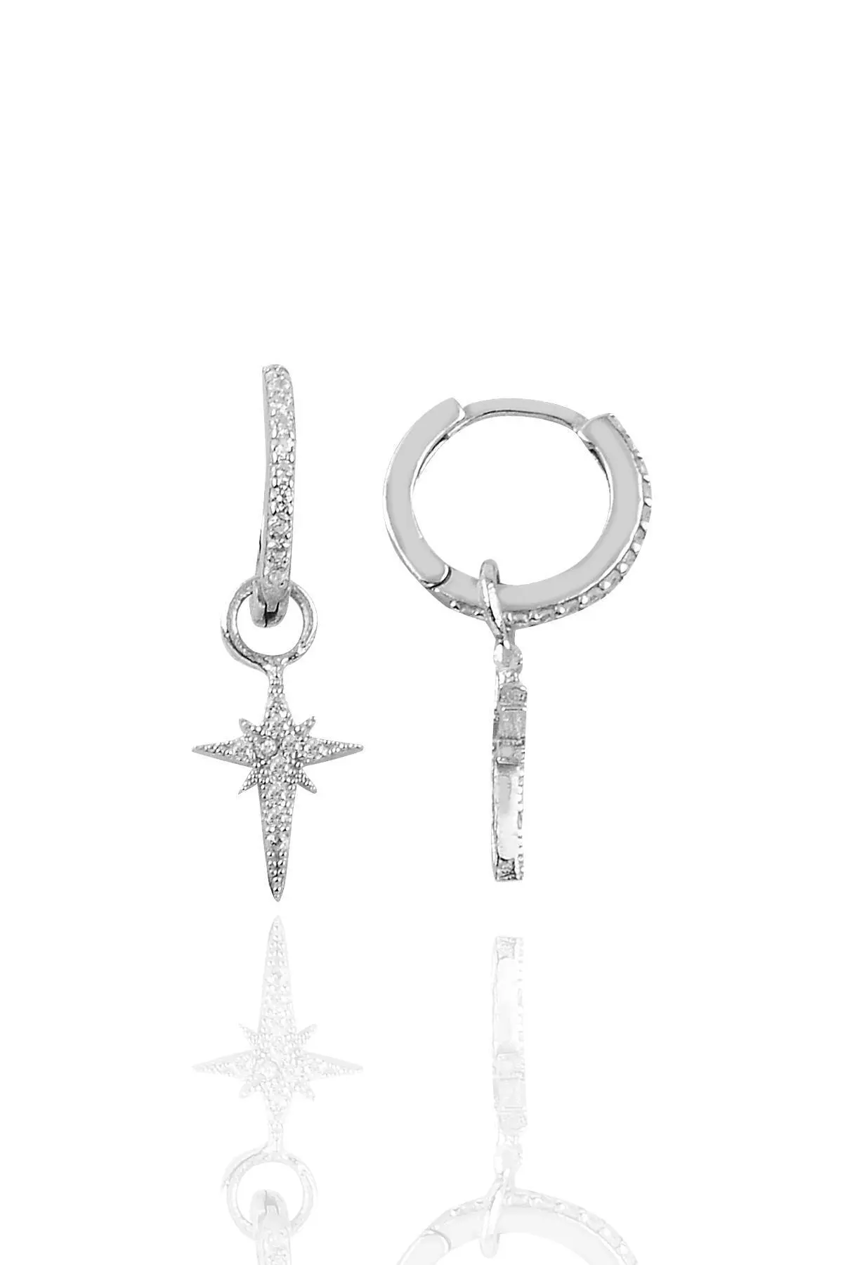 Silver Pole Star Ring Earring, Women 'S Accessories, Women 'S Earrings, Earrings, Jewelry, Women Jewelry