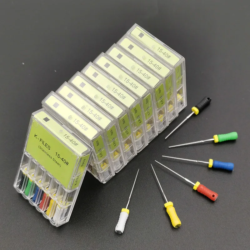 5 Boxen Dental K Files Hand Use 6 # 8 # 10 # 15 # Zahnfeilen aus Edelstahl, Wurzelkanal, endodontische Feilen, Instrument – Detail 1