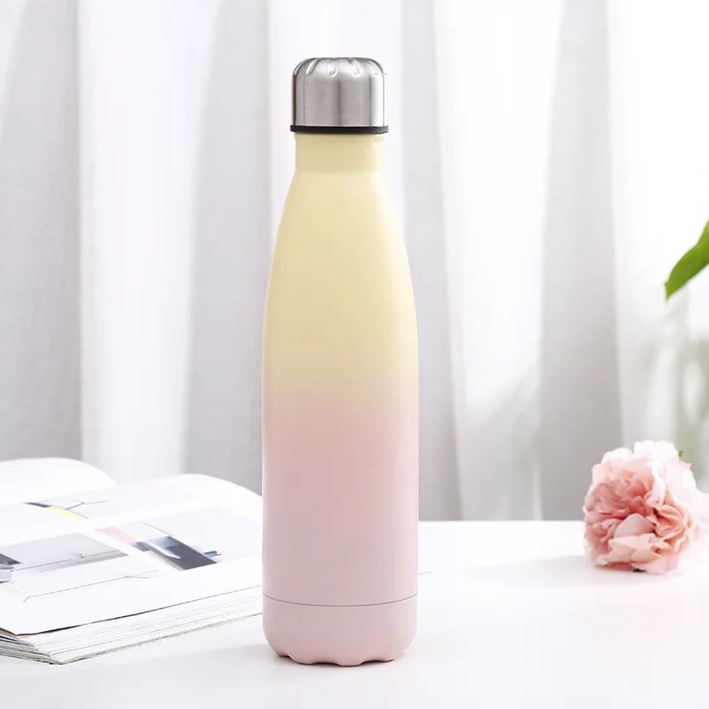 Customized 500ml Double color Water Bottle Insulated Cup Stainless Steel Thermos Bottle Portable Travel Sport Vacuum Gift Cup