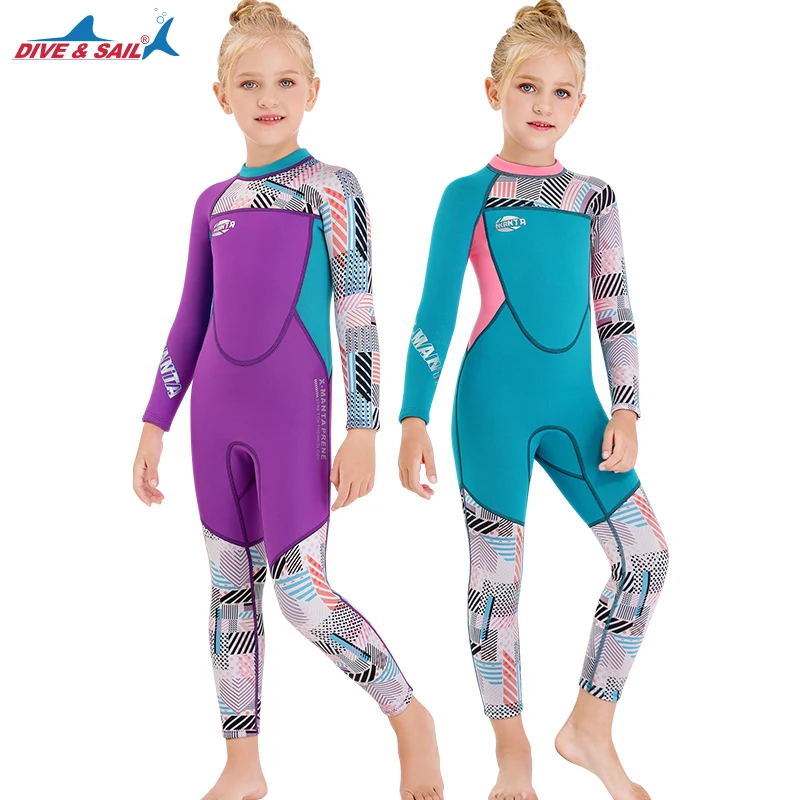 

Kids 2.5MM Girls Neoprene Swimsuit Diving Suit Children's Wetsuits Swimwear Snorkeling Surfing Swimming Beach Sun Protection