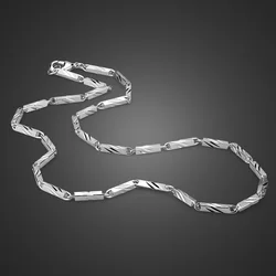 New Fashion Punk Man & Woman Square Carving Pattern 925 Sterling Silver Necklace Men 3MM 20 inches Link Chain Jewelry