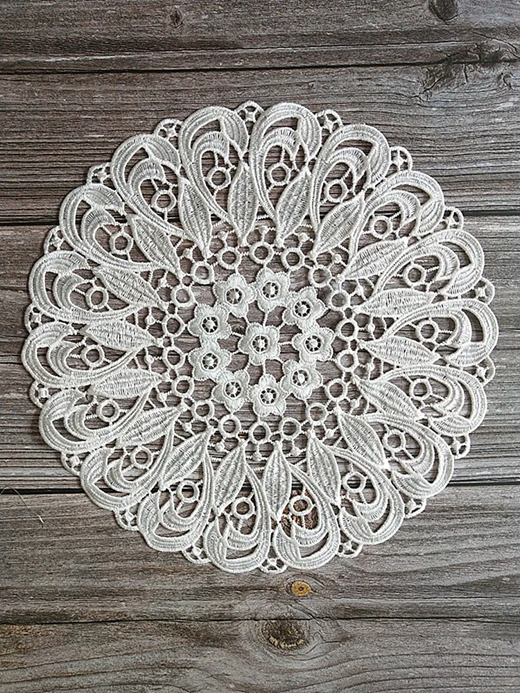 New White Embroidery Dining Table Placemat Coaster Lace Table Cloth Cup Holder Christmas Coaster Drink Placemat Kitchen