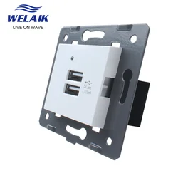 WELAIK EU 5V 2.1A 2100mA Wall USB Power Module Supply Socket Outlet DIY Parts-Without-Glass Panel   A82USW-5V