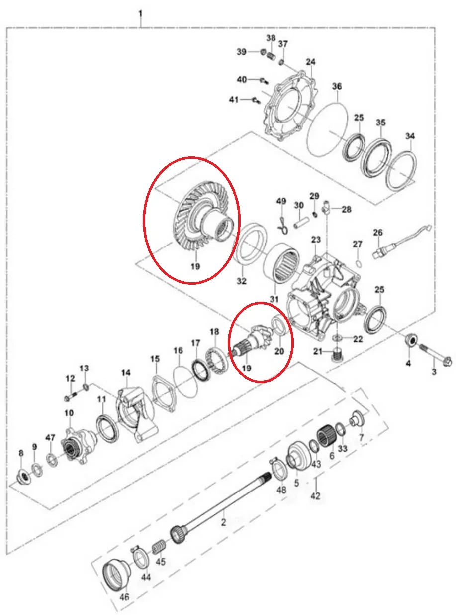 

TRANSMISSION BOX BEVEL GEAR FIT FOR HS700UTV/HISUN 700ATV CODE P115000272310000 and P115000929020000