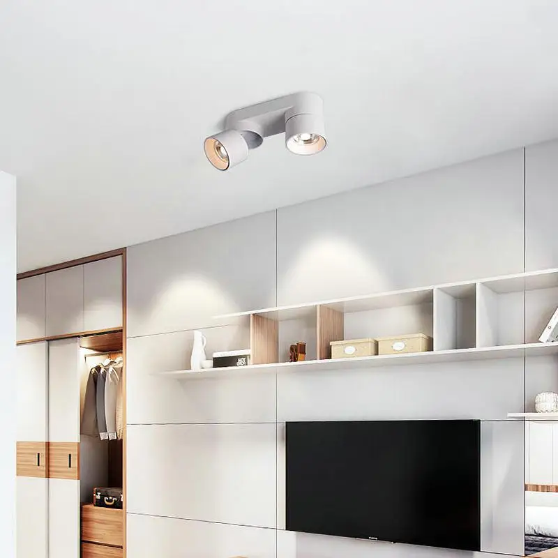 Embutido LED luzes de teto, cabeça dupla, simples Nordic ajustável e girar downlight, lâmpada da sala de estar, 20W