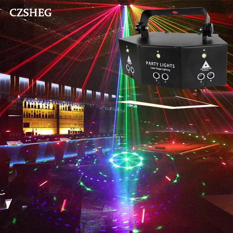 

9-Eye RGB Disco Lamp DMX Remote Stage Strobe Light DJ LED Laser Light Halloween Christmas Bar Party Projetor Home Decor