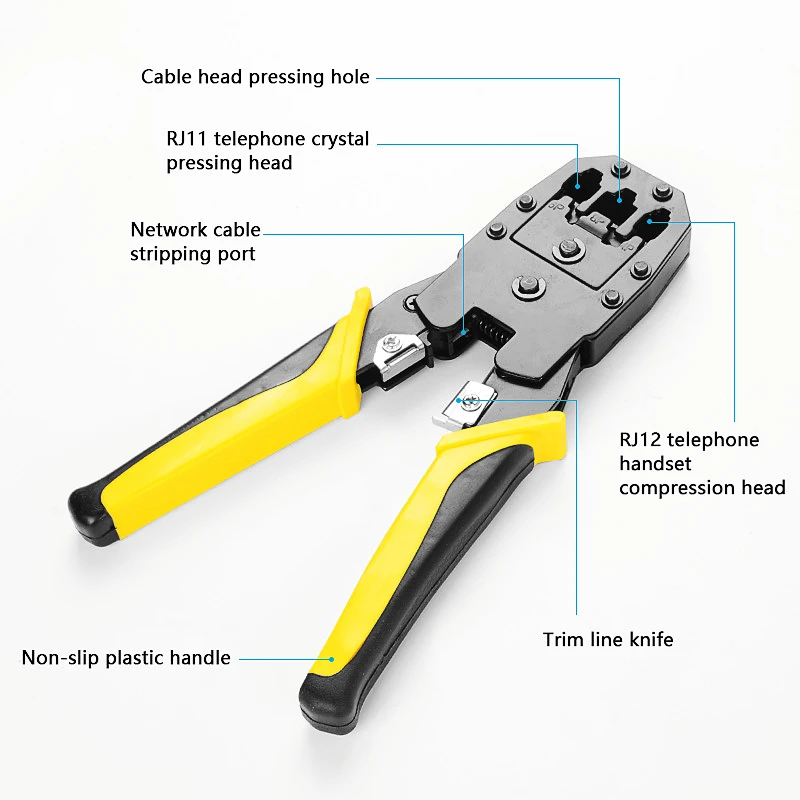 Kit di strumenti per pinze di riparazione della rete h12v RJ45 RJ11 RJ12 con Tester per cavi pinza spellafili pinza a crimpare pinza a crimpare