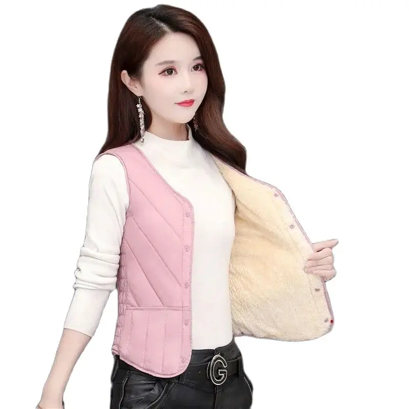 

Winter Down Cotton Vest Women Thick Velvet 2025 New Lightweight Slim Short Inner Wear Warm Inner Tank Top Mother Waistcoat Thick