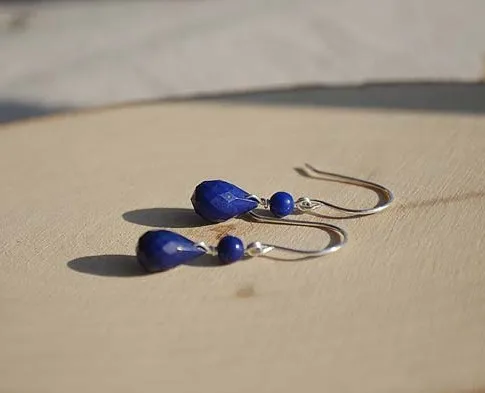 925 Sterling Silver Natural Afghan Lapis Lazuli Women's Handmade Earrings