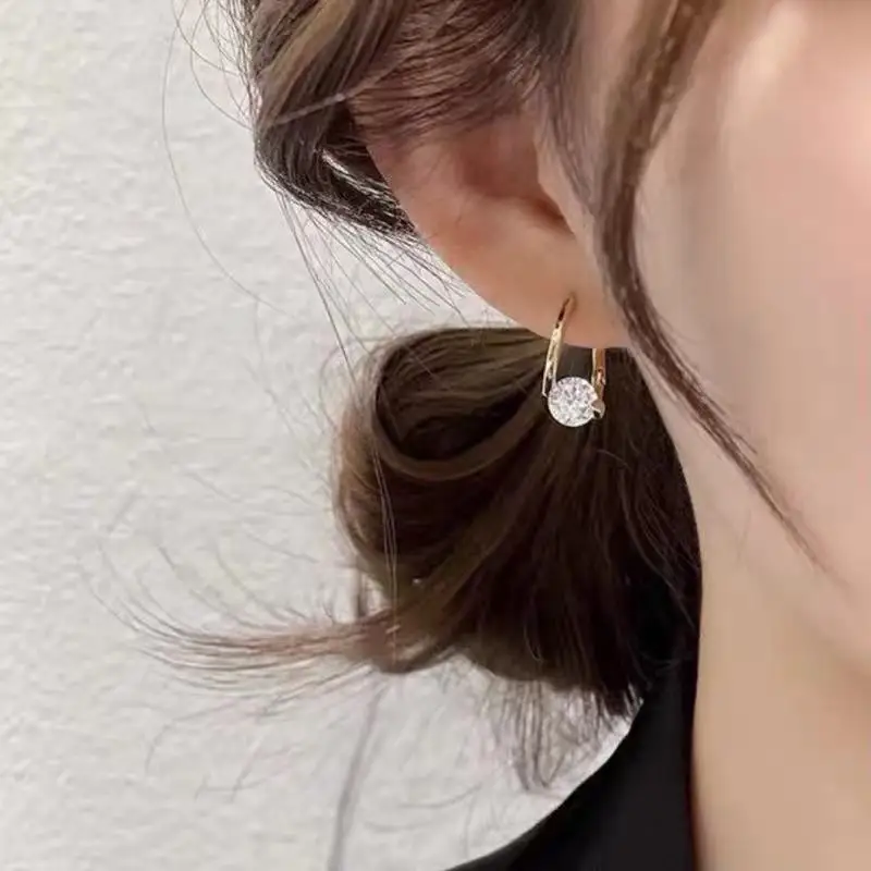 French Shiny Luxury Zircon Metal Earrings Korean Fashion Jewelry Halloween Girl's Design Sense Unusual Accessory For Woman 2025