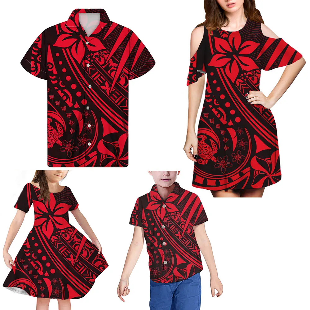 

Hycool, индивидуальный дизайн, подходящая одежда для мамы и дочки, полинезийский этнический Гавайский принт, детская одежда, комплект одежды для пар