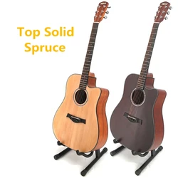 Top Solid Acoustic Guitar Electric Folk Pop Flattop 41  Inches Spruce Mahogany Guitarra 6 Strings Cutaway Picea Asperata