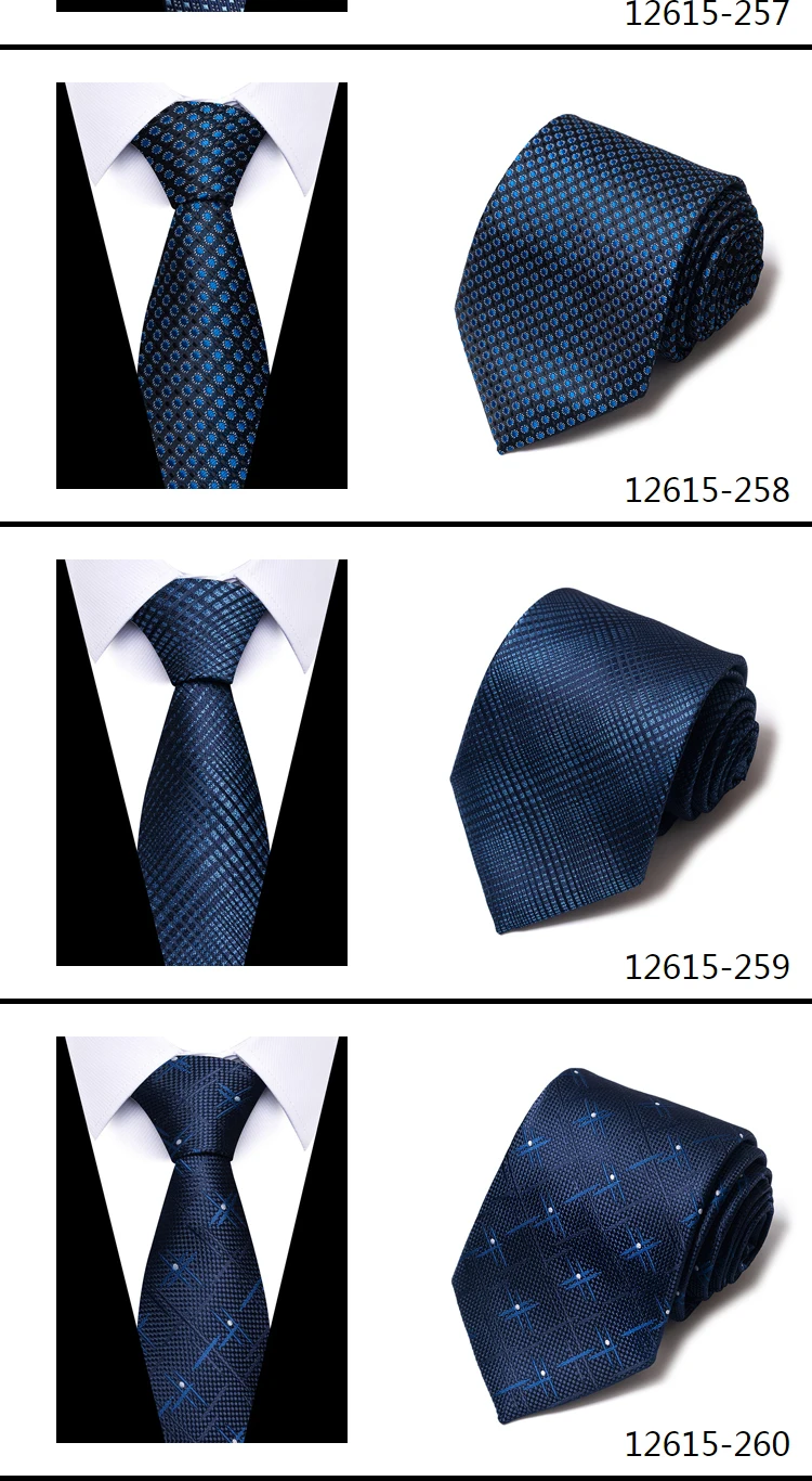Krawatte Gravatas Mode Großhandel gewebt 8cm Krawatte Hochzeit Accessoires Blue Man Dot Fit Gruppe Party Büro – Detail 27