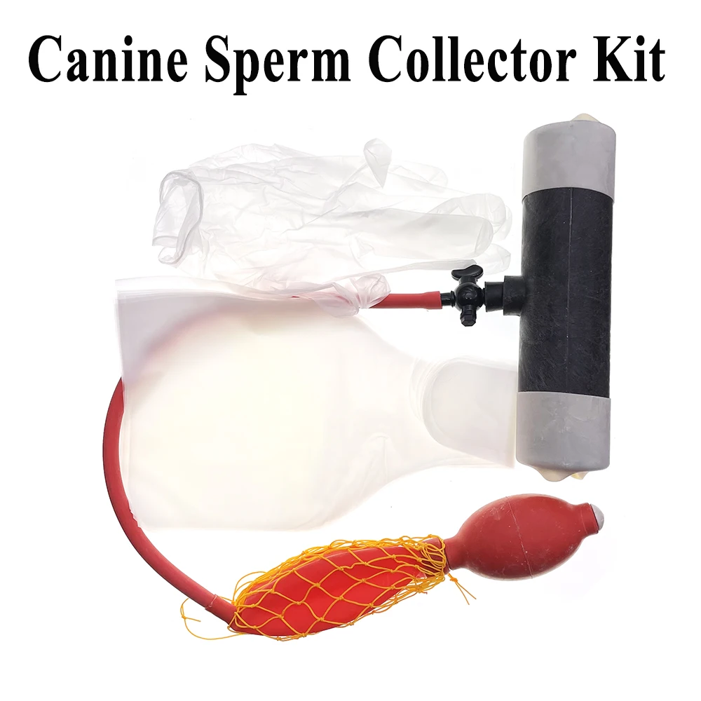 1SET Dog Pet Semen Collection Kit Canine Sperm Collector Artificial Insemination Plastic Rubber Bags Collect Gloves Corgi Husky