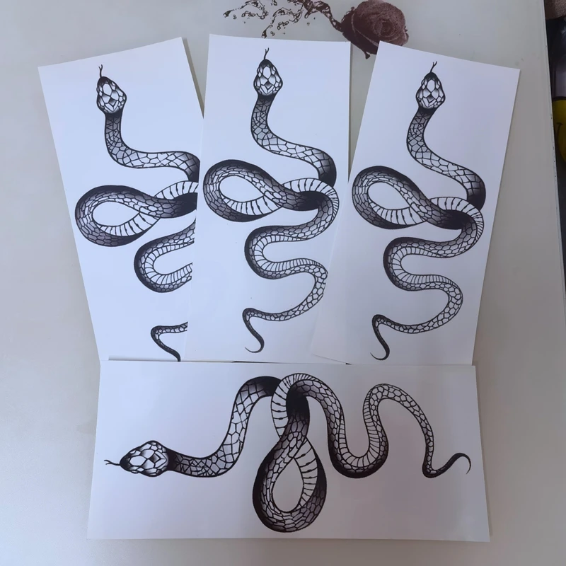100pc Flower Arm Snake Waterproof Temporary Tattoo Sticker Men Women Big Size Black Cool Fashion Personality Art Fake Tattoo Set