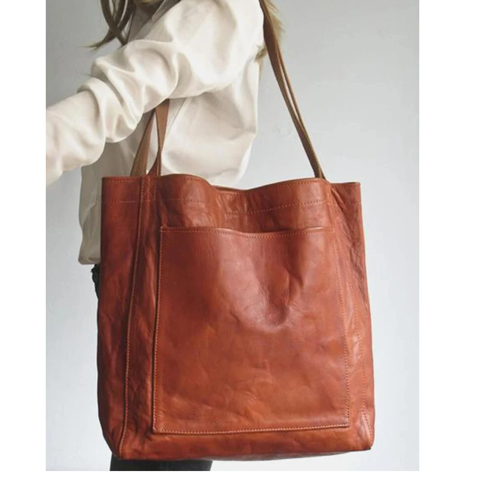 Oversized Tote for Women Handbags Large Size Shoulder bags Vintage Style Solid Color Soft PU Leather Purses Sacs à bandoulière