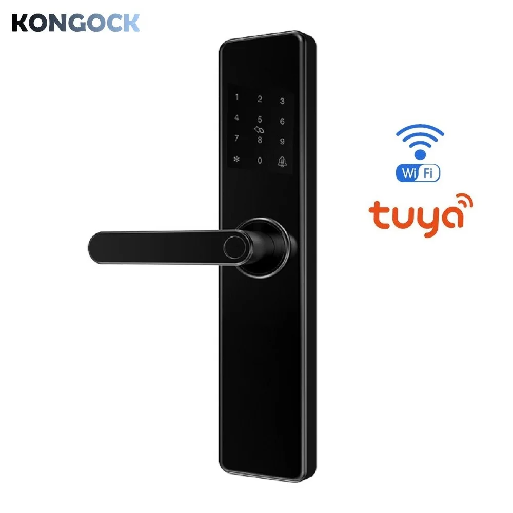 

Remote control WIFI Tuya APP fingerprint door lock, electronic card digital password & key access USB power supply