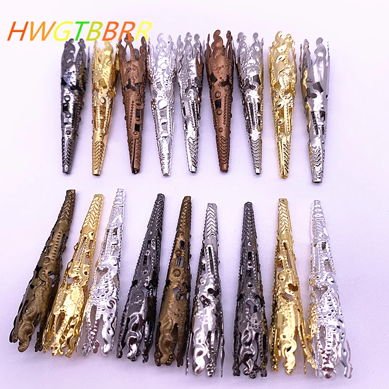 30pcs / Lot 42 X8mm Alloy Caps Bead Hollow Out Flower Bugle Filigree Bead End Cap Cone Jewelry Making Components Finder