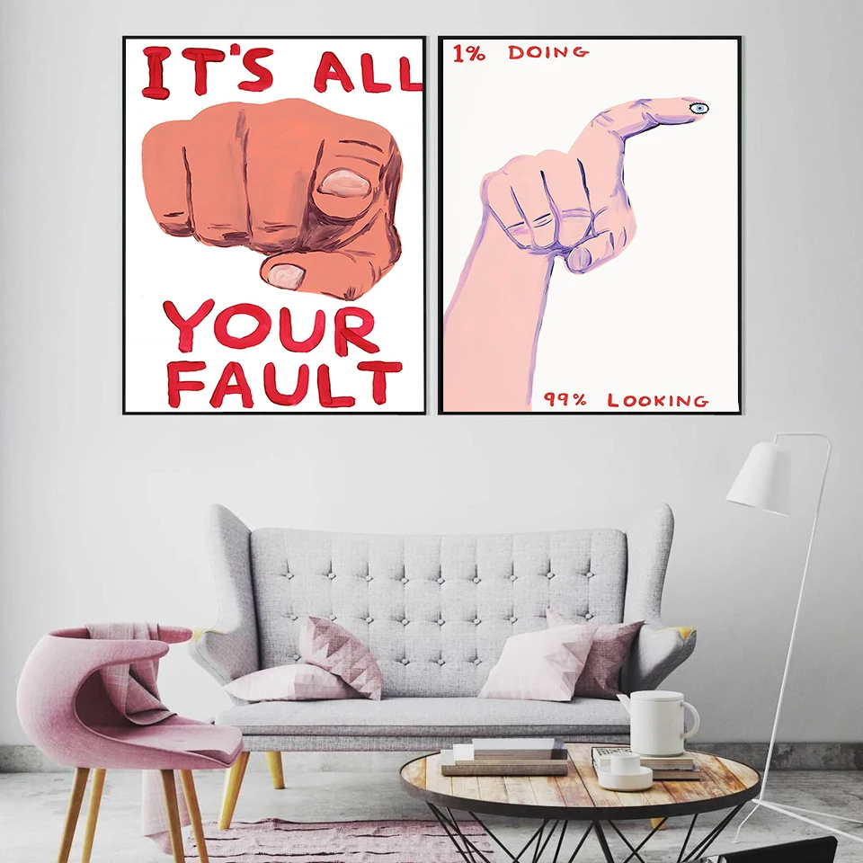 All Your Fault David Shrigley Abstract Art Poster Contemporary Wall Art Print Modern Canvas Painting Nordic Home Decoration