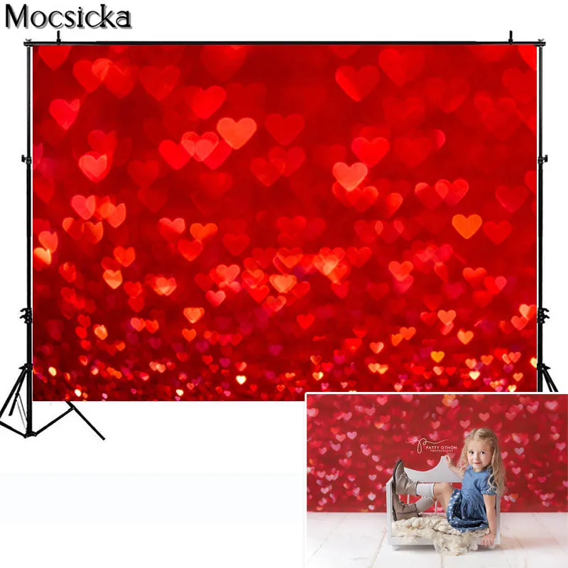 Arrière-plan pour photographie de la saint-valentin, fond de photographie, amour, cœur, lumière Bokeh, paillettes, Portrait d'enfant, rêve, bébé, mariage, pour séance Photo