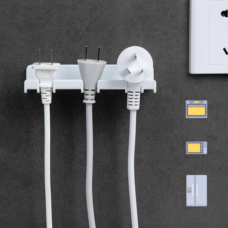 Wall Storage Hook Power Plug Socket Holder Home Wire Plugs Adhesive Hanger Home Office Storage Racks Bathroom