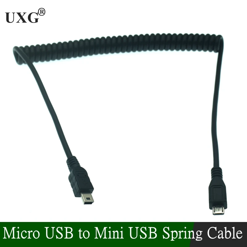 

Спиральный адаптер Micro USB B 5 Pin для Mini USB B 5 Pin 3 фута
