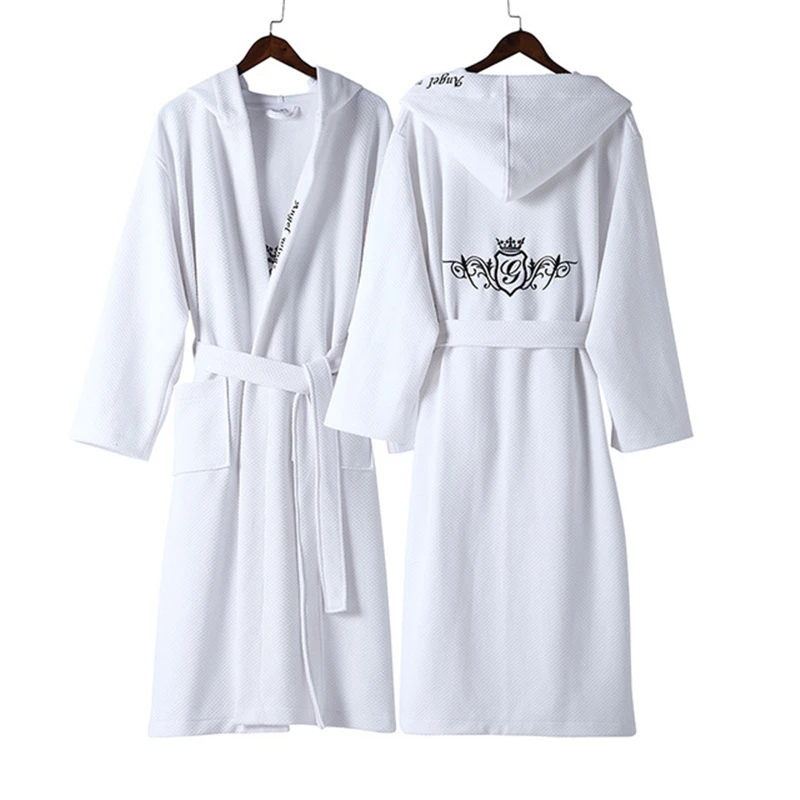 Autumn and winter new kimono robe star hotel waffle yukata unisex robe adult cotton hooded sweat steamed suit pijamas women 2020