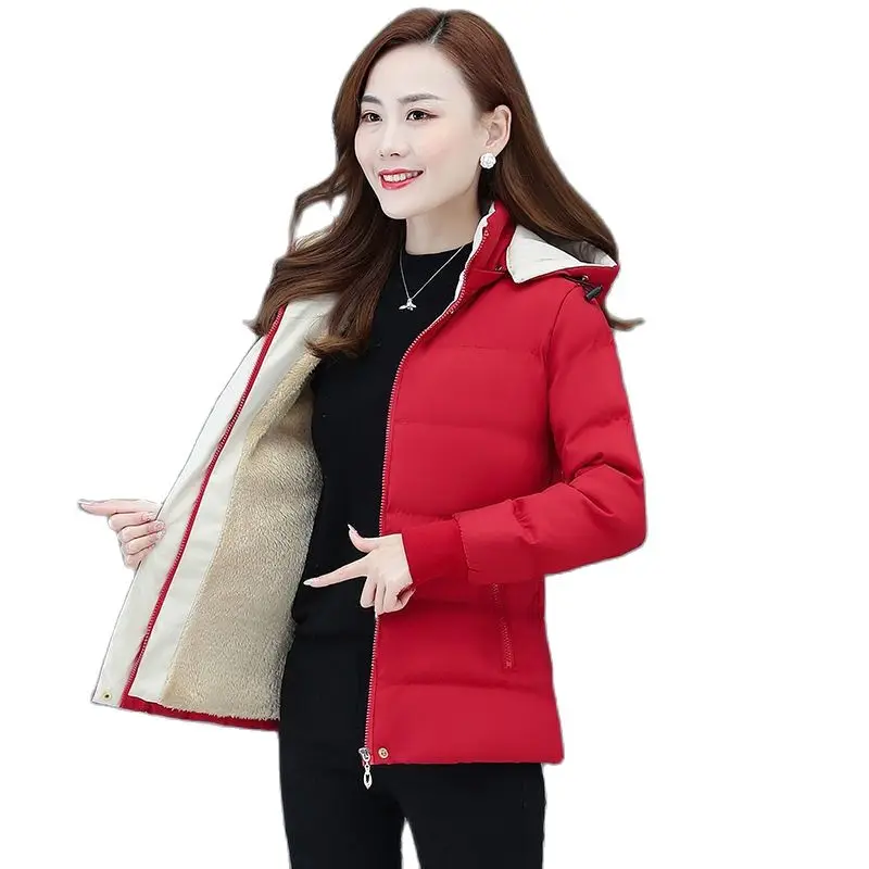 Winter Jacket Women Parkas New Female Add Velvet Warm Hood Coat Ladies Down Padded Jackets 4XL Overcoat Coat C