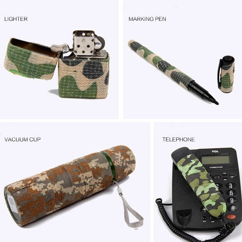 Retractable Camouflage Tape Non-woven Self-adhesive Camouflage Hunting Tree Stand Waterproof Stealth Tape Camo Cycling Stickers - Image 4
