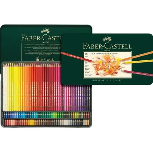 Imagem -02 - Lapices de Faber Castell 120 Polychromos Lápis de Cor Melhores Artistas Qualidade Metal Estanho Conjunto 36 60 Óleo Colorido Pastille Lápis