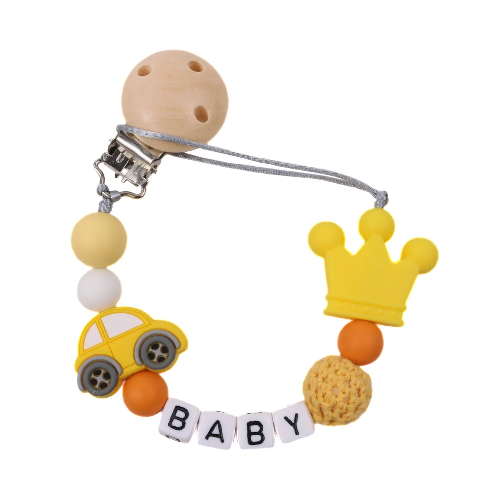 Personalized Name Baby Pacifier Clips Cars Pacifier Chain Holder for Baby Teething Soother Chew Toy Dummy Clips