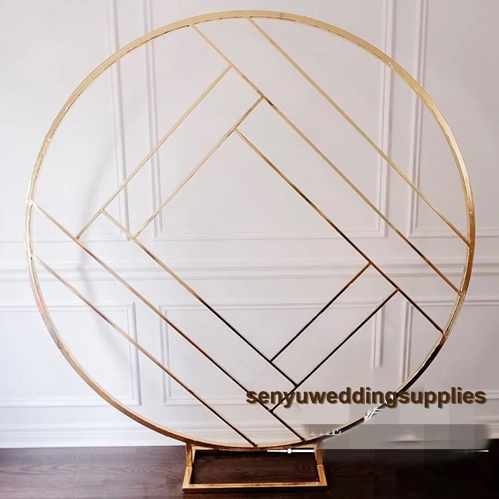 200cm Ceremony Event Golden Stainless Steel Wedding Decoration Arch Backdrop need assembly Design 01201
