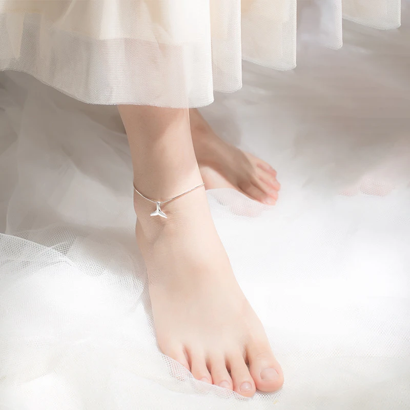 MIQIAO Bracelet On The Leg Female 925 Sterling Silver Women Mermaid Tail Anklet Ornament Temperament Foot Chain Jewelry Summer