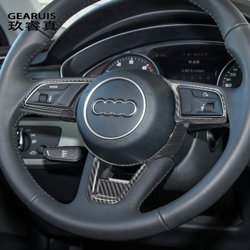 

Car styling For Audi A3 8Y A3L S3 A4 B9 A5 S4 S5 steering wheel switch buttons Trim Carbon fiber Frame Cover sticker Accessories