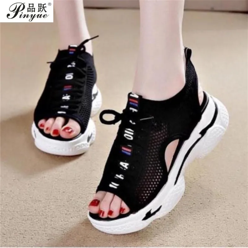 new summer women\'s sandals solid color stretch knitted one foot comfortable flat open toe Roman shoes recommended hot sale