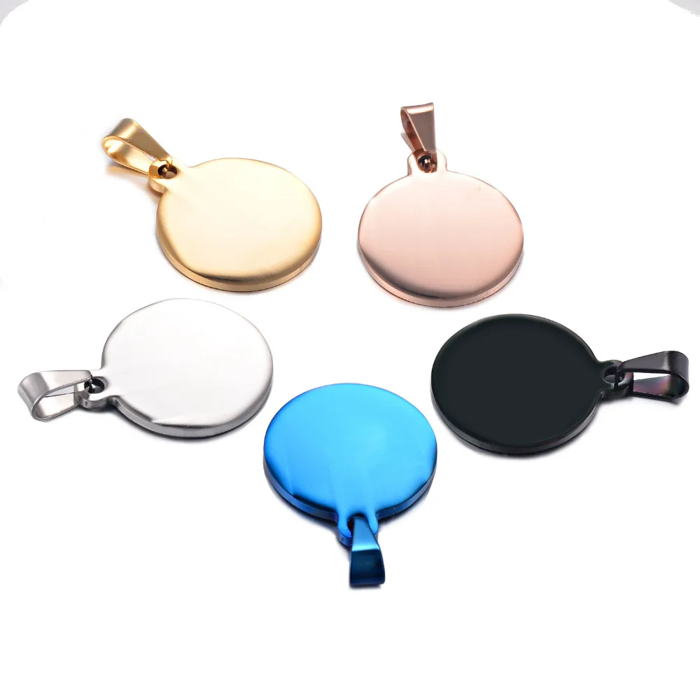 

5Pcs Round Tags Pendant 20/25/30mm Military Army ID Stainless Steel Blank Dog Tags 5 colors