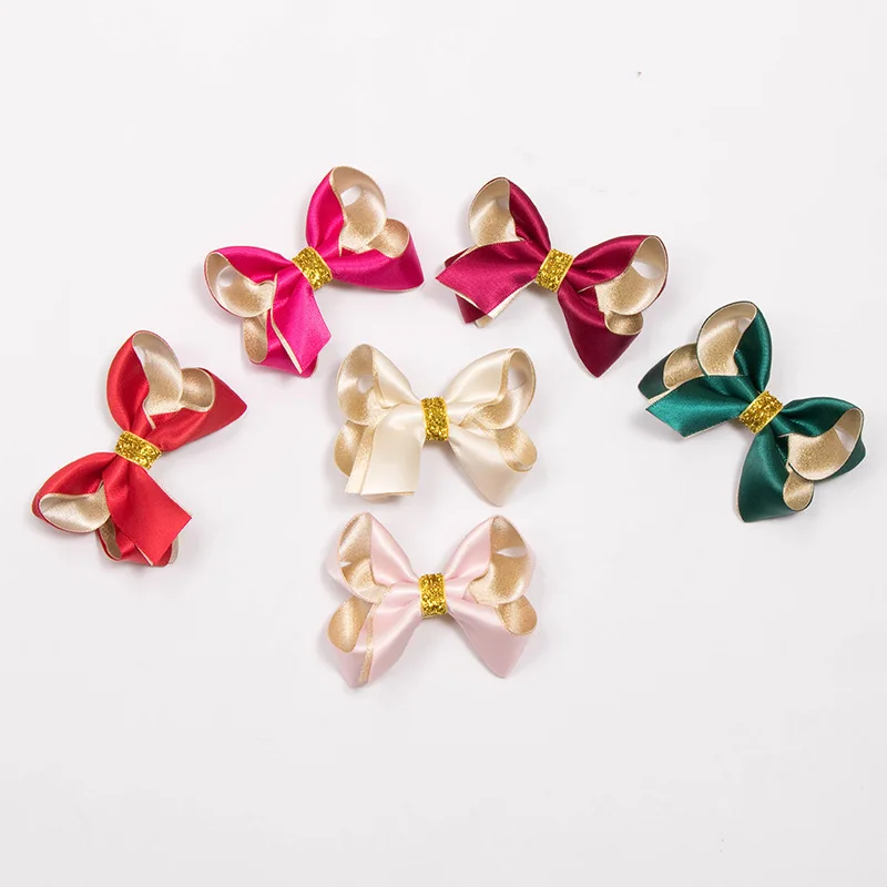 Boutique 12pcs Fashion Cute Ribbon Bow Hairpins Glitter Bowknot Hair Clips Princess Xmas New Year Headwear Hair Accessories