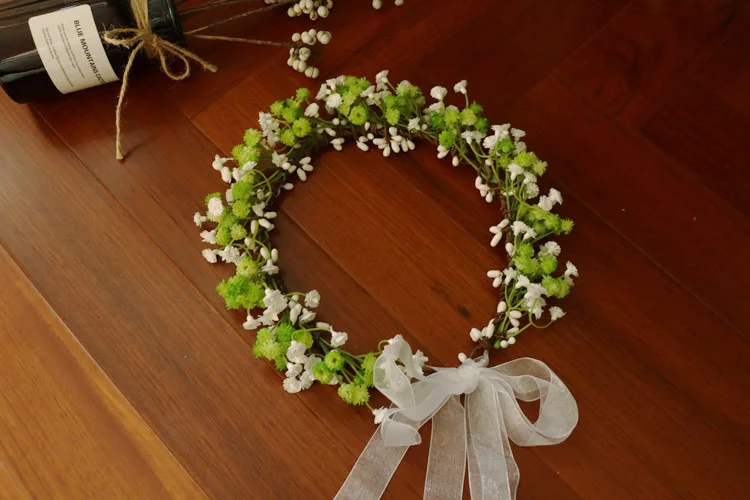 Couronne de gypsophile blanche pour patients, accessoires pour les mains de sauna