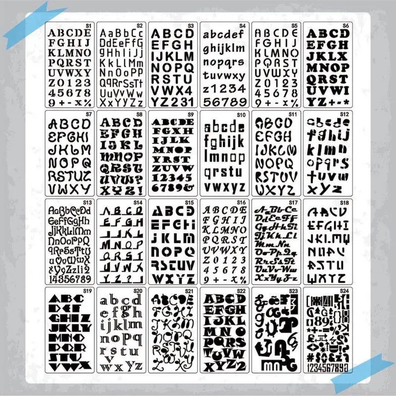 24pcs/set Alphabet Letters Drawing Template Stencil Painting Embossing Scrapbook PXPA