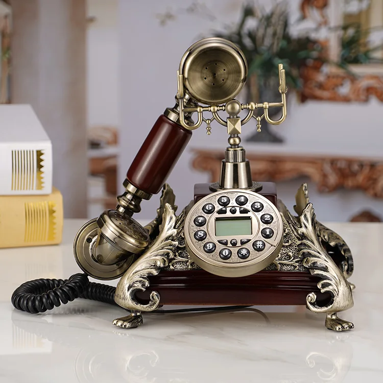 Retro Landline Telephone Resin for Old People Vintage Baroque fixed phone Home Office Antique British white red hotel caller ID