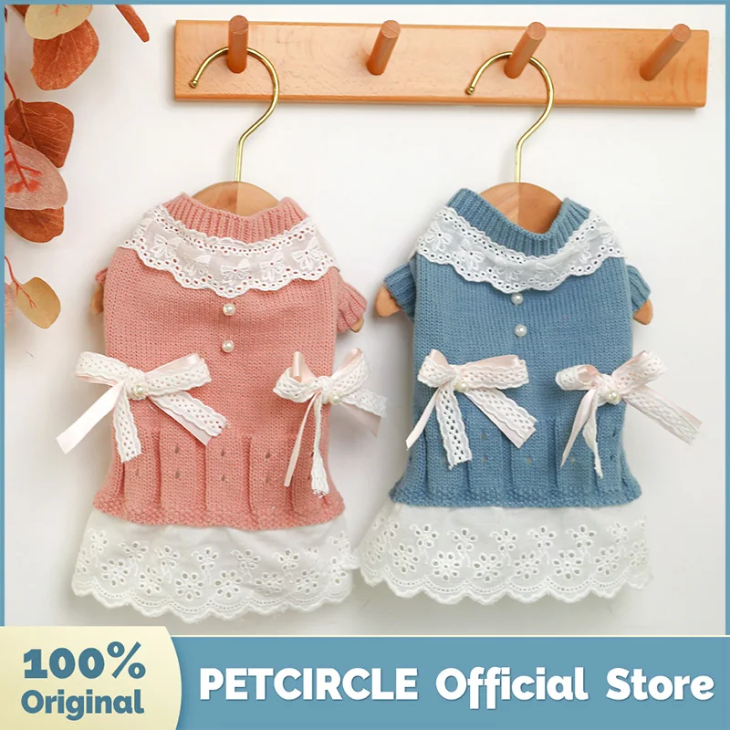 PETCIRCLE New Dog Puppy Clothes Ladies Wool Dress Pet Cat Fit Small Dog Spring and Autumn Pet Cute Costume Dog Cloth Dog Skirt