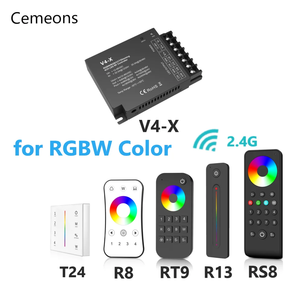 

Светодиодная лента RGB с дистанционным управлением, 4 канала, 5050, 12 В, 24 В, 36 В, 2,4 ГГц
