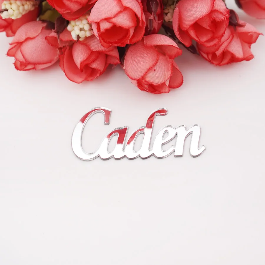 5 cm 8 cm di larghezza Nomi dello sposo e della sposa Decorazione di nozze Adesivi per specchi acrilici personalizzati privati