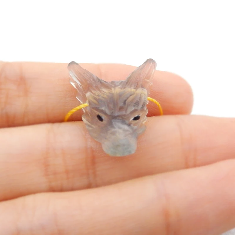 Special Offer Natural Stone Fluorite Handcarved Animal Wolf Head Fashion Pendant 21x17x10mm 3.2g