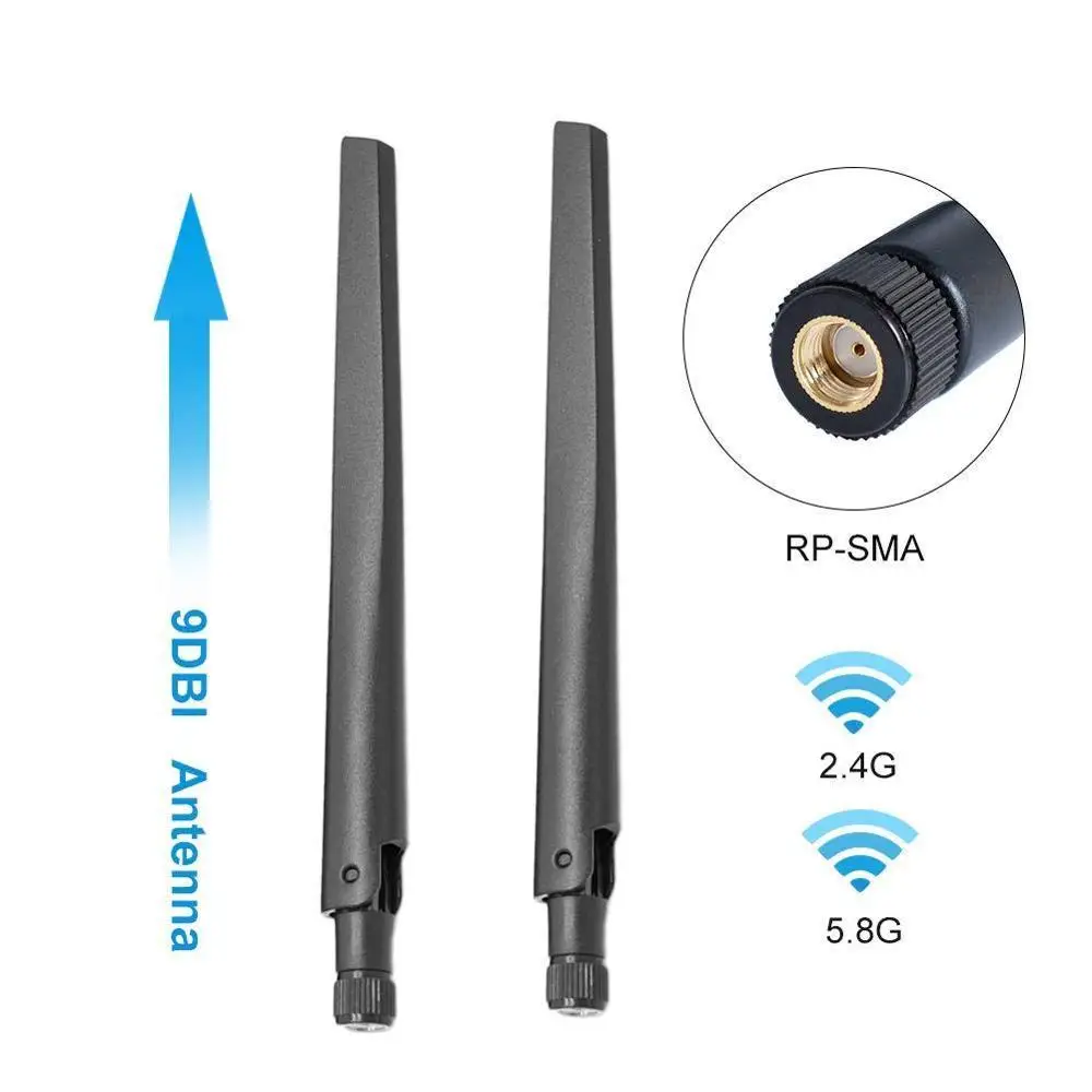 1PC Router Antenna 6DBI Dual Band 2.4GHz 5GHz 5.8GHz Router WiFi RP-SMA Antenna per ASUS