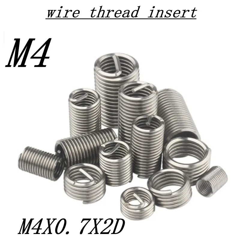 50pcs M4*0.7*2D Wire Thread Insert Stainless Steel 304 Wire Screw Sleeve, M4 Screw Bushing Helicoil Wire Thread  Inserts