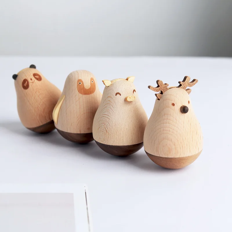 Baby Children's Desktop Wooden Tumbler Toy Small Creative Decorations Decompression Toys Birthday Gifts Handicrafts