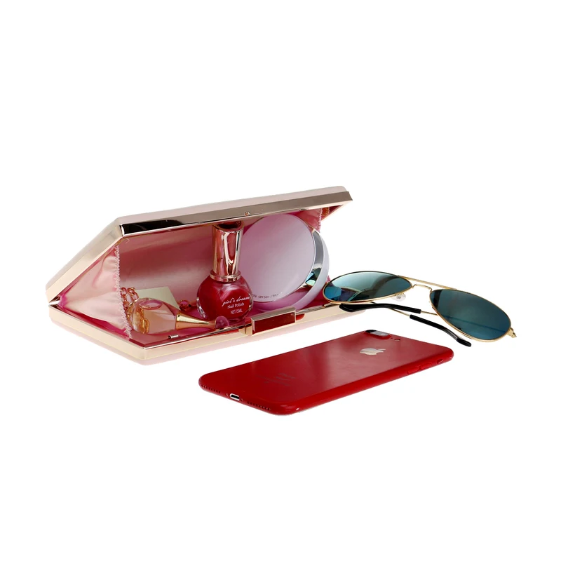 Women PU Fashion Clutch Mixed Color Leather Metal Ladies Evening Bags Party Wedding Bridal Handbags