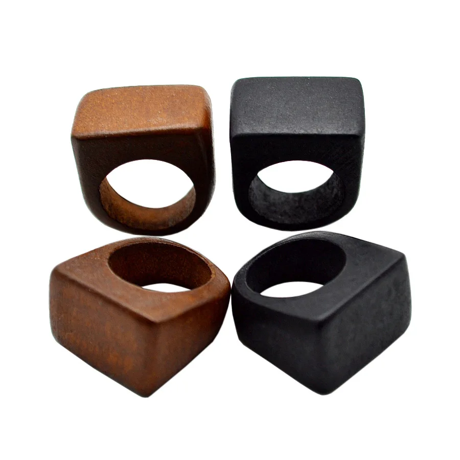 Natural Wood Ring Geometric Bohemian Style Wood Ring Suitable for Women\'s Party Dance Fashion Jewelry Anniversary Birthday Gift